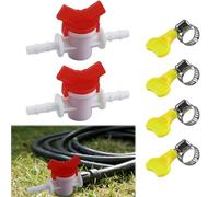 NineSSJLY Compatibles Juego de 2 válvulas reguladoras de manguera de jardín con 4 abrazaderas - Válvula de cierre 10 mm para riego, compatible con Gardena Micro-Drip, jardín, patio, invernadero