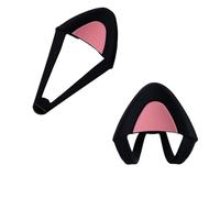 NineSSJLY Orejas de Gato para Auriculares, Negro y Rosa, compatibles con HyperX Cloud, Cloud II, Cloud Flight y Logitech G, para Cascos de 2,8-3,8 cm.