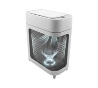Ninestars Bote de basura automático de 2.1 galones con ventilador de expansión de bolsa, cubo de basura de baño sin contacto con tapa, bote de basura inteligente recargable de 8 litros, cubo de basura