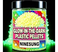 Ninesung Pellets de plástico que brillan en la oscuridad para moldeo por inyección, bolitas de poliéster fosforescente de larga duración, color verde brillante, 113.4 g, para bricolaje, señales de