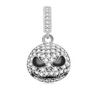 NINGAN 925 cabeza de esqueleto de plata charms 5a pulsera de mujer zircon colgante regalo de joyas de familiares y amigos de Halloween