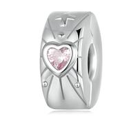 NINGAN 925 Clip De Lámpara En Forma De Corazón De Plata Esterlina Colgante 5A Pulsera Rosa Zircon Para Mujeres Colgante Regalo De CumpleañOs Y San Valentín