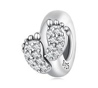 NINGAN 925 Colgante Charm de plata esterlina para collar de pulsera de mujer Serie de Cuentas Charms de amor regalos de vacaciones para amigos y familiares (Pies Hechizo de clip)