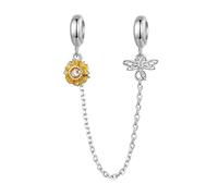 NINGAN 925 Colgante Charms De Plata Esterlina Colgante De Amor Dorado De LibéLula De Cuentas De Viaje De Cadena De Seguridad, Pulsera Y Collar Para Mujeres Como Regalo Para Madres Y Amigos