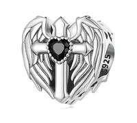 NINGAN 925 Cuentas Charms Brillantes Del GuardiáN De La Cruz De Plata Esterlina 5a Cuentas Charms Religiosas Colgante Charm De Zirconio Para Pulseras Y Collares