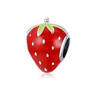 NINGAN 925 cuentas de fresa Roja de plata esterlina Encanto de la pulsera de la colección de frutas Regalos de joyería