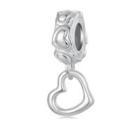 NINGAN 925 Plata De Ley Colgante Charms Corazón De Silicona Grano Separado De Las Mujeres Pulsera Grano Charms Collar Día De San Valentín Regalo Joyería, Esposa, Amante Regalo