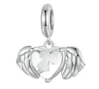 NINGAN 925 Plata Esterlina Encanto Alas Del Corazón Perla 5A Zircón Pulsera Encanto Collar Colgante DíA De San Valentín Regalo Joyería