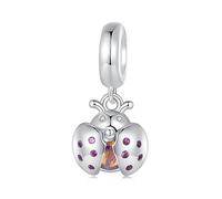 NINGAN 925 plata esterlina suerte mariquita Colgante Charm señoras pulsera collar Colgante Charm regalos de amigos y familiares