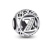 NINGAN A-Z 26 Abalorios Charms Colgantes de Alfabeto Cuentas Plata de Ley 925 con Circonita cúbica Transparente Compatible con Pulsera Europeo, Charms de Letra para Mujer Niña