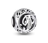 NINGAN A-Z 26 Abalorios Charms Colgantes de Alfabeto Cuentas Plata de Ley 925 con Circonita cúbica Transparente Compatible con Pulsera Europeo, Charms de Letra para Mujer Niña