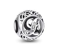 NINGAN Abalorios Charms Colgantes de Alfabeto Cuentas Plata de Ley 925 con Circonita cúbica Transparente Compatible con Pulsera Pandora & Europeo, Charms de Letra para Mujer Niña