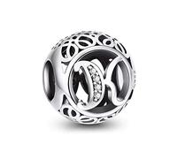 NINGAN Abalorios Charms Colgantes de Alfabeto Cuentas Plata de Ley 925 con Circonita cúbica Transparente Compatible con Pulsera Pandora & Europeo, Charms de Letra para Mujer Niña