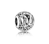 NINGAN Abalorios Charms Colgantes de Alfabeto Cuentas Plata de Ley 925 con Circonita cúbica Transparente Compatible con Pulsera Pandora & Europeo, Charms de Letra para Mujer Niña
