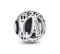 NINGAN Abalorios Charms Colgantes de Alfabeto Cuentas Plata de Ley 925 con Circonita cúbica Transparente Compatible con Pulsera Pandora & Europeo, Charms de Letra para Mujer Niña