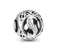 NINGAN Abalorios Charms Colgantes de Alfabeto Cuentas Plata de Ley 925 con Circonita cúbica Transparente Compatible con Pulsera Pandora & Europeo, Charms de Letra para Mujer Niña