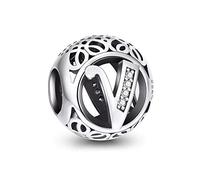 NINGAN Abalorios Charms Colgantes de Alfabeto Cuentas Plata de Ley 925 con Circonita cúbica Transparente Compatible con Pulsera Pandora & Europeo, Charms de Letra para Mujer Niña
