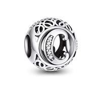 NINGAN Abalorios Charms Colgantes de Alfabeto Cuentas Plata de Ley 925 con Circonita cúbica Transparente Compatible con Pulsera Pandora & Europeo, Charms de Letra para Mujer Niña