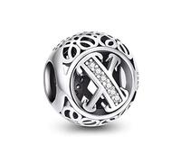 NINGAN Abalorios Charms Colgantes de Alfabeto Cuentas Plata de Ley 925 con Circonita cúbica Transparente Compatible con Pulsera Pandora & Europeo, Charms de Letra para Mujer Niña