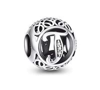 NINGAN Abalorios Charms Colgantes de Alfabeto Cuentas Plata de Ley 925 con Circonita cúbica Transparente Compatible con Pulsera Pandora & Europeo, Charms de Letra para Mujer Niña