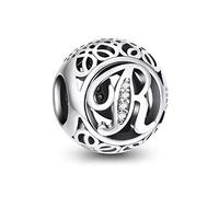 NINGAN Abalorios Charms Colgantes de Alfabeto Cuentas Plata de Ley 925 con Circonita cúbica Transparente Compatible con Pulsera Pandora & Europeo, Charms de Letra para Mujer Niña