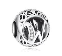 NINGAN Abalorios Charms Colgantes de Alfabeto Cuentas Plata de Ley 925 con Circonita cúbica Transparente Compatible con Pulsera Pandora & Europeo, Charms de Letra para Mujer Niña
