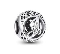 NINGAN Abalorios Charms Colgantes de Alfabeto Cuentas Plata de Ley 925 con Circonita cúbica Transparente Compatible con Pulsera Pandora & Europeo, Charms de Letra para Mujer Niña
