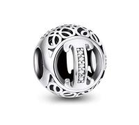 NINGAN Abalorios Charms Colgantes de Alfabeto Cuentas Plata de Ley 925 con Circonita cúbica Transparente Compatible con Pulsera Pandora & Europeo, Charms de Letra para Mujer Niña