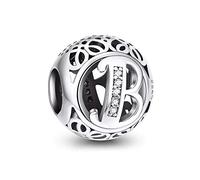 NINGAN Abalorios Charms Colgantes de Alfabeto Cuentas Plata de Ley 925 con Circonita cúbica Transparente Compatible con Pulsera Pandora & Europeo, Charms de Letra para Mujer Niña