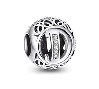 NINGAN Abalorios Charms Colgantes de Alfabeto Cuentas Plata de Ley 925 con Circonita cúbica Transparente Compatible con Pulsera Pandora & Europeo, Charms de Letra para Mujer Niña