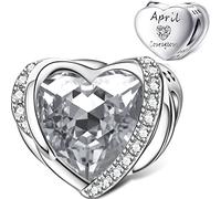 NINGAN Abalorios Pulsera Charms Piedra del Zodíaco Plata de Ley 925 Abalorios Para Mujer,Abril