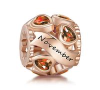 NINGAN Charms Abalorios Para Mujer Piedra Del Zodíaco Bead Plata de Ley 925 Circón Adecuado Para Collar de Pulsera (Noviembre)