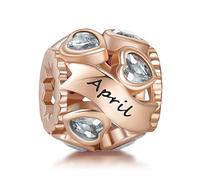 NINGAN Charms Abalorios Para Mujer Piedra Del Zodíaco Bead Plata de Ley 925 Circón Adecuado Para Collar de Pulsera (Abril)