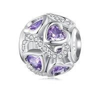 NINGAN Charms ilimitado del amor 925 perlas de esmeralda púrpura brillante de plata esterlina Pulsera adecuada para mujeres