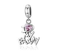 NINGAN Dije familiar para pulsera Pandora Charms y regalos de cumpleaños para el día de la madre para mujer, colgante de corazón de amor con circonita cúbica para collar en plata de ley 925