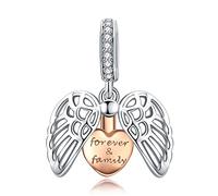 NINGAN Familia para siempre Colgante en forma de corazón de plata esterlina 925 adecuado para collar de pulsera de mujer