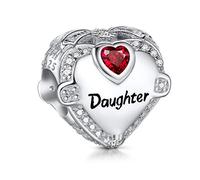 NINGAN I Love Daughter Charms fit Pandora Charms Brazaletes, cuentas de plata de ley 925 en oro rosa para pulseras y collares, feliz cumpleaños, regalo de San Valentín para mujeres, esposas, mamás