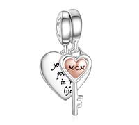 NINGAN Llavero Colgante Charm de amor 925 Colgante Charm de collar de pulsera de plata esterlina para mujeres Un regalo para mamá