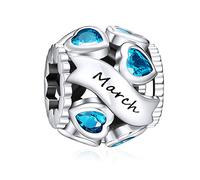 NINGAN marcha piedra del zodíaco Abalorios Charms Colgantes de encanto de Cuentas Plata de Ley 925 con Compatible con Pulsera Pandora & Europeo