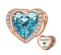 NINGAN Rosa De Oro Diciembre Piedra De Nacimiento Dama Encanto Pulsera, Alas De áNgel 925 Colgante De Cuentas De Amor De Plata Esterlina Tallado AmbicióN, CumpleañOs De La NiñA