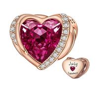 NINGAN Rosa De Oro Julio Piedra De Nacimiento Dama Encanto Pulsera, Alas De áNgel 925 Colgante De Cuentas De Amor De Plata Esterlina Tallado AmbicióN, CumpleañOs De La NiñA