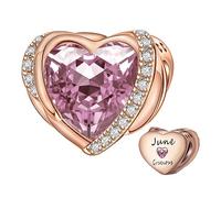 NINGAN Rosa De Oro Junio Piedra De Nacimiento Dama Encanto Pulsera, Alas De áNgel 925 Colgante De Cuentas De Amor De Plata Esterlina Tallado AmbicióN, CumpleañOs De La NiñA