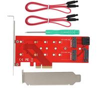 NINGANME Tarjeta elevadora adaptadora PCI - E 4X a M.2 B/M Key, Tarjeta convertidora SSD con indicador LED, Interfaz de alimentación Externa para múltiples SSD, Conector elástico de Alta