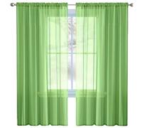 NINGBAI 2 Unidades Cortinas Salon 235 x 260 cm para Ventanas Visillos, Cortina Cocina Modernas Translucidas. Cortinas de Lino Visillos Cortas para Dos Puertas de Balcón, Verde