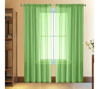 NINGBAI Cortina Corta Ventana 75 x 120 cm para Ventanas Visillos, Cortina Cocina Modernas Translucidas. Cortinas de Lino Visillos Translúcida Poliéster para Dos Puertas de Balcón, Verde
