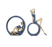 NingBright Decoración de Escritorio Círculo de la Escultura Yoga Mujer Moderna Estatua Resina Muchacha Lectura estatuilla Esculturas y Accesorios Decorativos