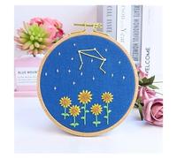 NingBright Kits de Bordado para Adultos DIY Estampado con Patrón Doce Signos del Zodiaco Constelación Aros Tela Color Hilos Punto de Cruz Costura Proyectos Artísticos(Leo)