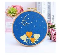 NingBright Kits de Bordado para Adultos DIY Estampado con Patrón Doce Signos del Zodiaco Constelación Aros Tela Color Hilos Punto de Cruz Costura Proyectos Artísticos(Aquarius)