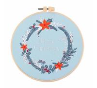 NingBright Kits de Bordado para Adultos Estampado con patrón Feliz Navidad Hongo Flor Aros Tela Color Hilos Punto de Cruz Costura Arte Estudiantes Proyectos Artísticos(#15)