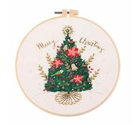 NingBright Kits de Bordado para Adultos Estampado con patrón Feliz Navidad Hongo Flor Aros Tela Color Hilos Punto de Cruz Costura Arte Estudiantes Proyectos Artísticos(#2)